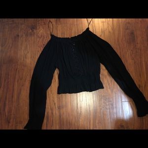 Off the Shoulder Crop Top Black Blouse H&M Size 2